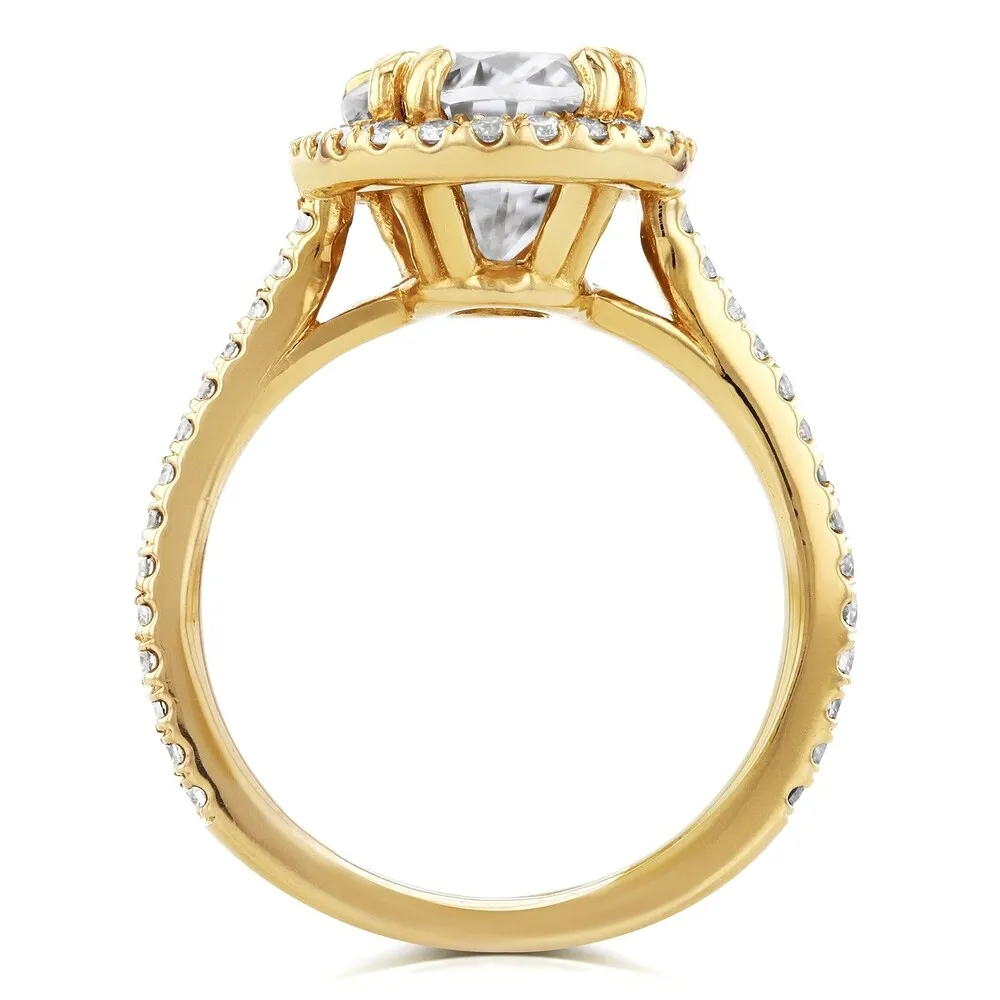 Annello by Kobelli 14k Yellow Gold 3 2/5ct TGW Oval Moissanite and Diamond Halo Engagement Ring (GH/VS, GH/I) sold by Zulily product image thumbnail 4