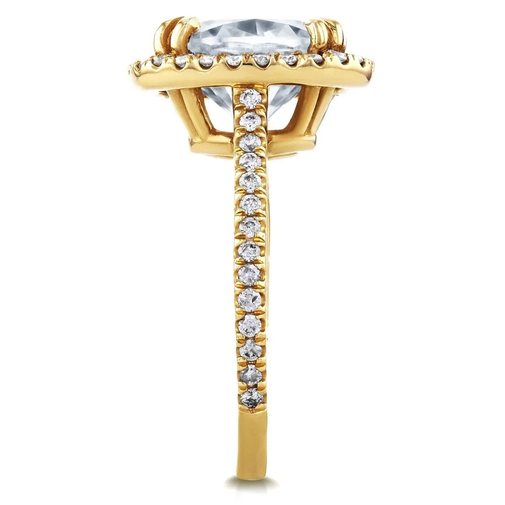 Annello by Kobelli 14k Yellow Gold 3 2/5ct TGW Oval Moissanite and Diamond Halo Engagement Ring (GH/VS, GH/I) sold by Zulily product image thumbnail 5