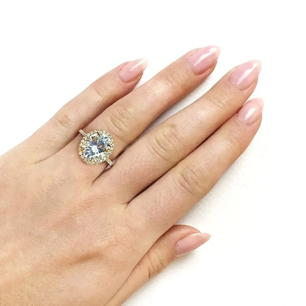 Annello by Kobelli 14k Yellow Gold 3 2/5ct TGW Oval Moissanite and Diamond Halo Engagement Ring (GH/VS, GH/I) sold by Zulily product image thumbnail 3