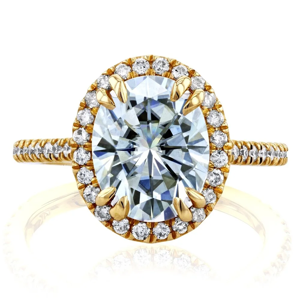 Annello by Kobelli 14k Yellow Gold 3 2/5ct TGW Oval Moissanite and Diamond Halo Engagement Ring (GH/VS, GH/I) sold by Zulily product image thumbnail 2