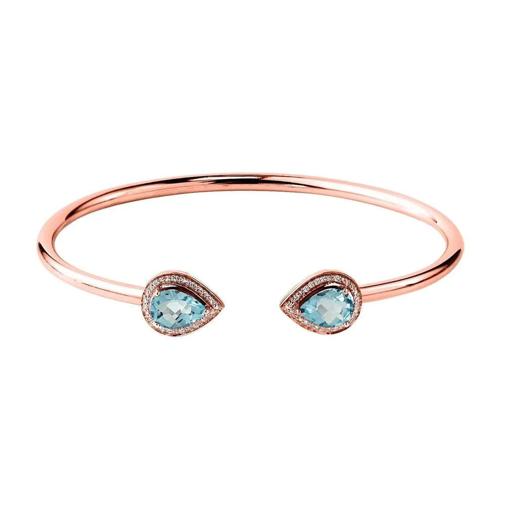 Auriya 2ct Pear-cut Sky-Blue Topaz Gold over Silver Bangle Bracelet with Diamond Accents sold by Zulily product image thumbnail 3