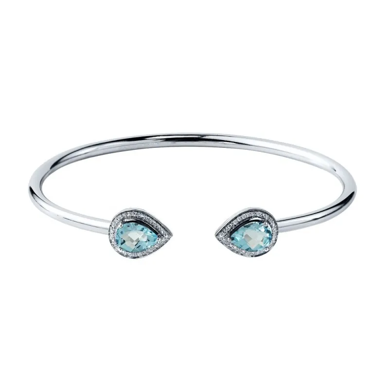 Auriya 2ct Pear-cut Sky-Blue Topaz Gold over Silver Bangle Bracelet with Diamond Accents sold by Zulily