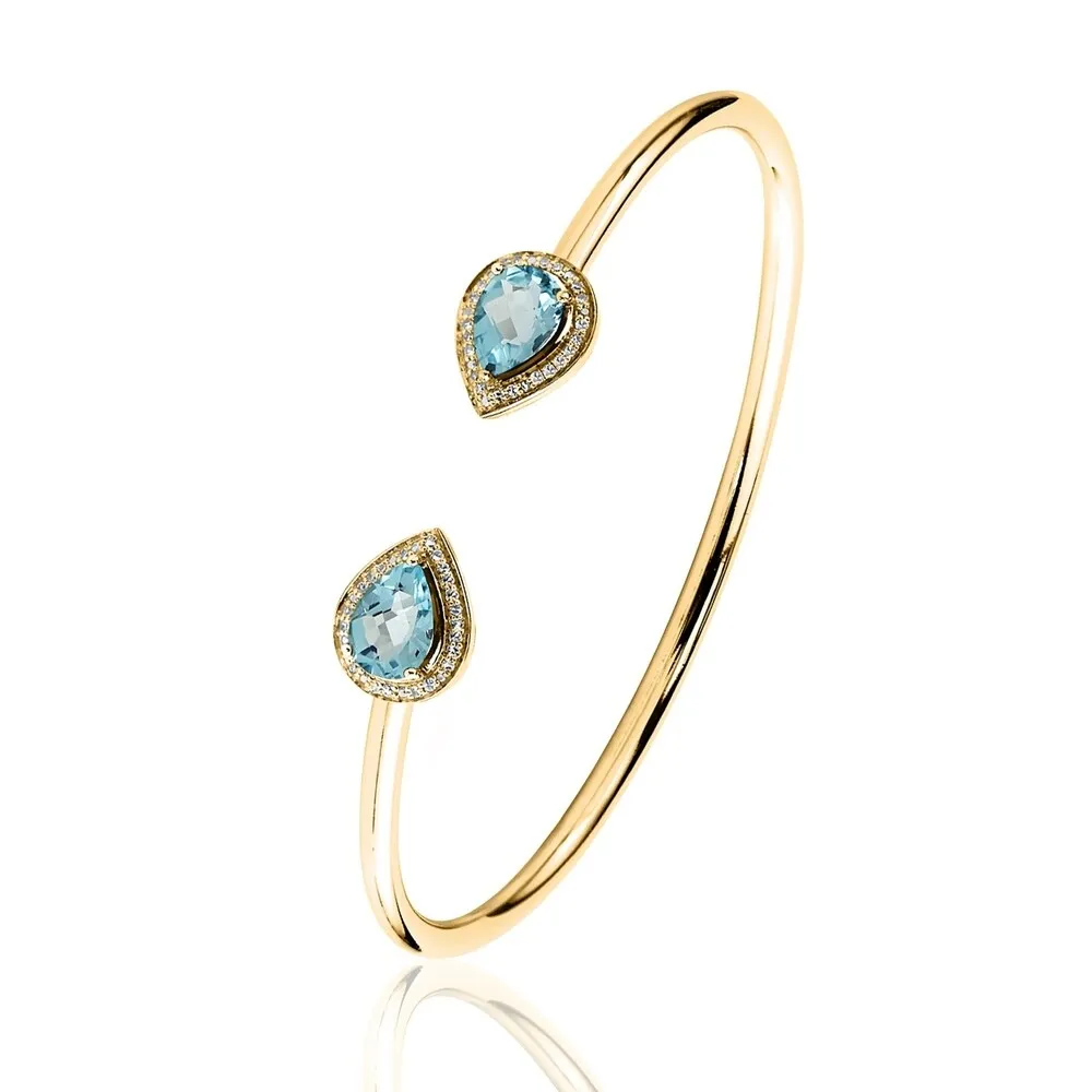 Auriya 2ct Pear-cut Sky-Blue Topaz Gold over Silver Bangle Bracelet with Diamond Accents sold by Zulily product image thumbnail 5