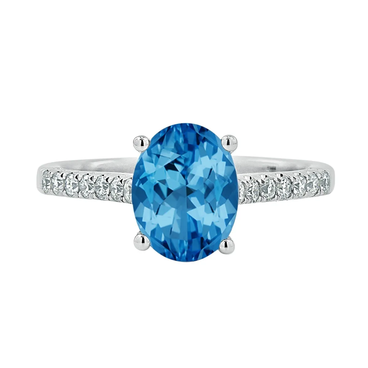 Auriya 1 1/2ct Fancy Oval Swiss Blue Topaz and Diamond Engagement Ring 1/4ctw 14k Gold sold by Zulily product image thumbnail 2