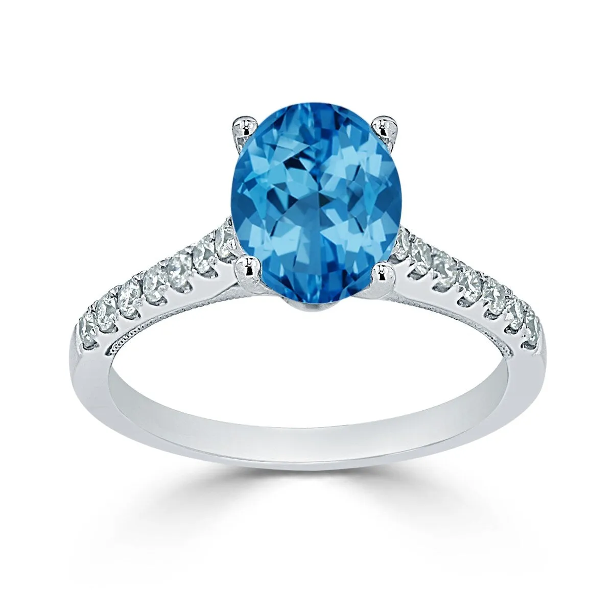 Auriya 1 1/2ct Fancy Oval Swiss Blue Topaz and Diamond Engagement Ring 1/4ctw 14k Gold sold by Zulily product image thumbnail 3