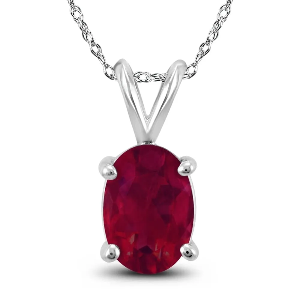 14K White Gold 6x4MM Oval Ruby Pendant sold by Zulily