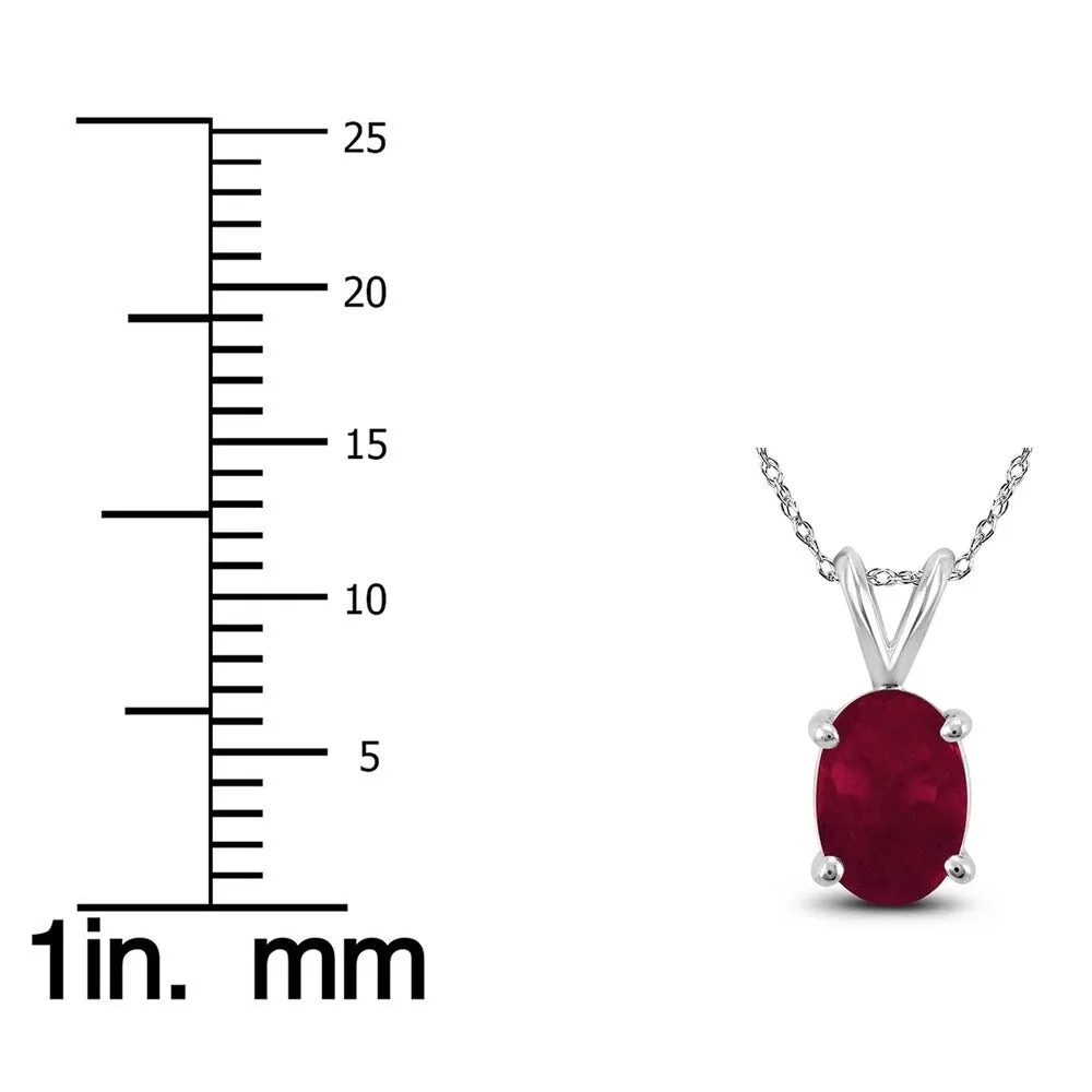 14K White Gold 6x4MM Oval Ruby Pendant sold by Zulily product image thumbnail 3