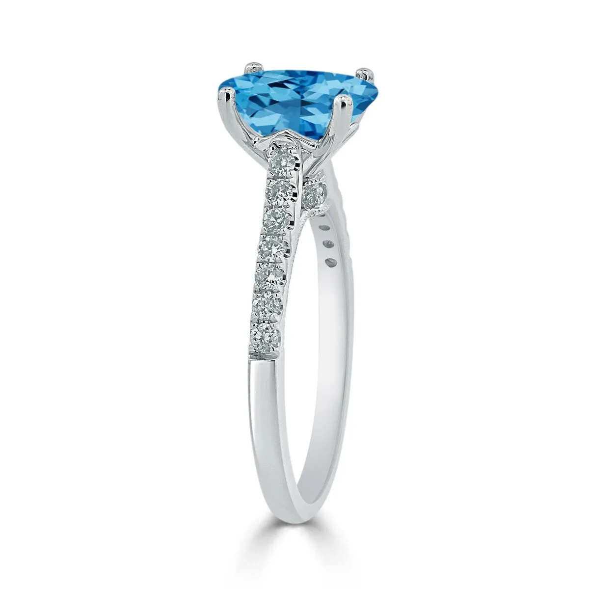 Auriya 1 1/2ct Fancy Oval Swiss Blue Topaz and Diamond Engagement Ring 1/4ctw 14k Gold sold by Zulily product image thumbnail 4