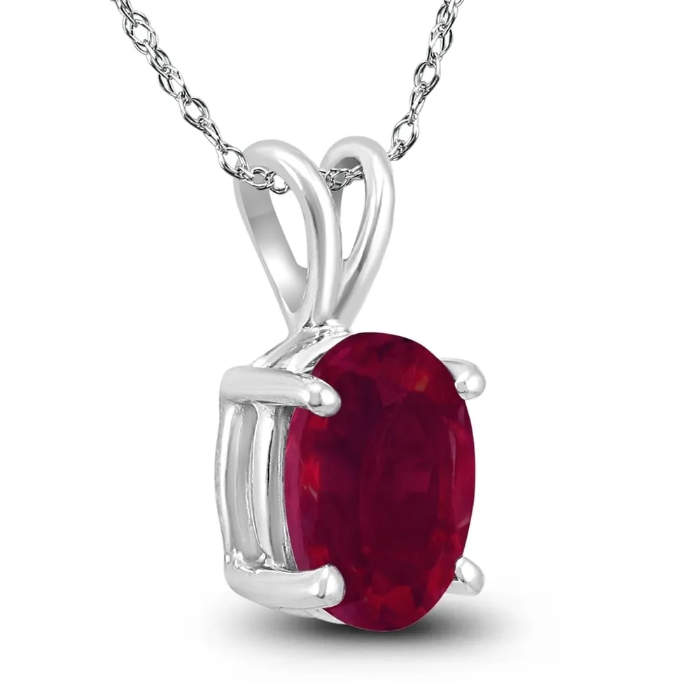 14K White Gold 6x4MM Oval Ruby Pendant sold by Zulily product image thumbnail 2