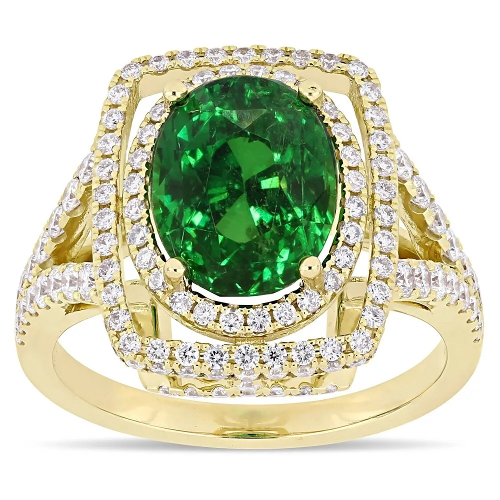 Miadora 14k Yellow Gold Tsavorite and 7/8ct TDW Diamond Ring sold by Zulily product image thumbnail 2