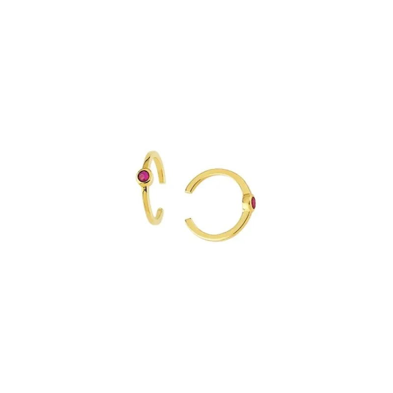 Curata 14k Yellow Gold 2 Genuine Rubies .10tcw Earrings Cuff sold by Zulily