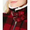 Coffee Shop Juniors Women's Faux-Faux-Collar Plaid Jacket Red/Black Size Small sold by Zulily