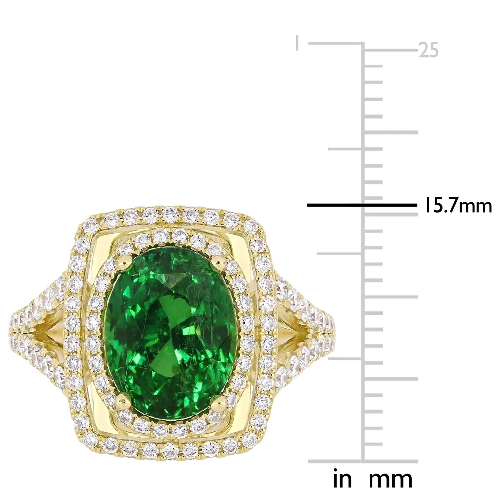 Miadora 14k Yellow Gold Tsavorite and 7/8ct TDW Diamond Ring sold by Zulily product image thumbnail 4
