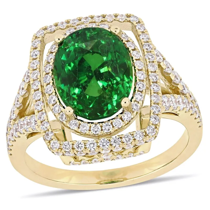 Miadora 14k Yellow Gold Tsavorite and 7/8ct TDW Diamond Ring sold by Zulily