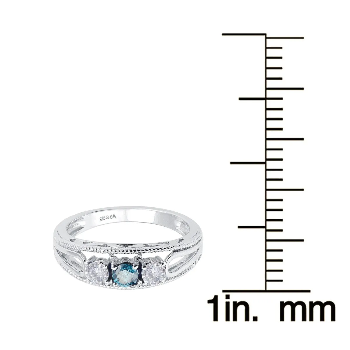 Sterling Silver with Genuine Blue Diamond and Moissanite Ring sold by Zulily product image thumbnail 3