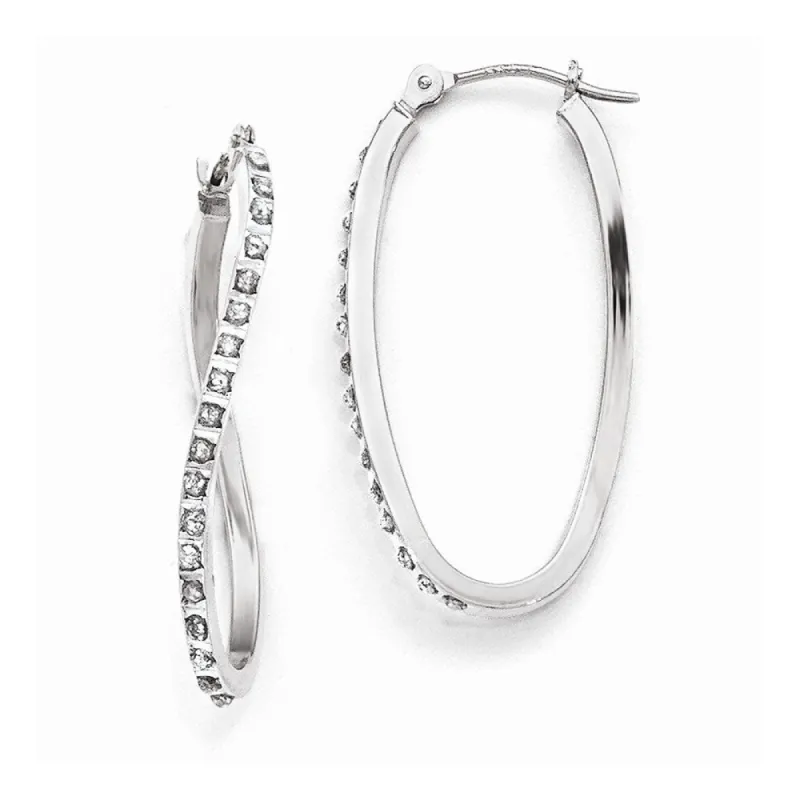 Curata 14k White Gold 30x1mm Diamond Accent Twist Hinged Hoop Earrings sold by Zulily