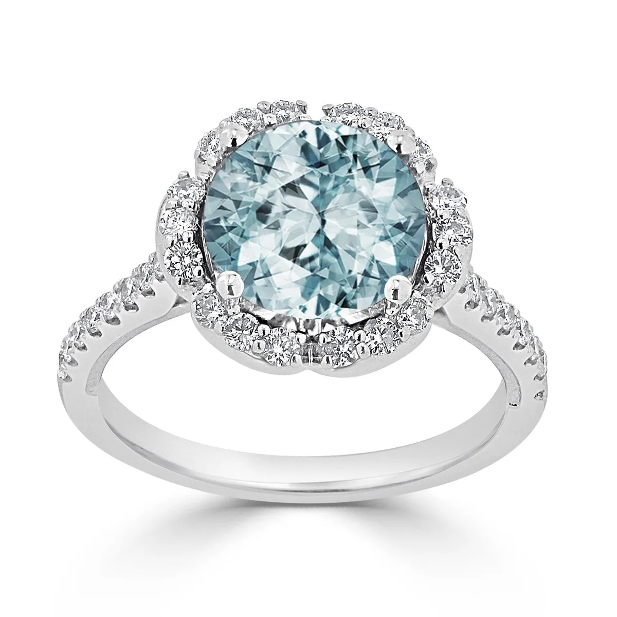 Auriya Vintage 1 7/8ct Fancy Aquamarine and Halo Diamond Engagement Ring 3/8ct Fancy 14k Gold sold by Zulily product image thumbnail 3