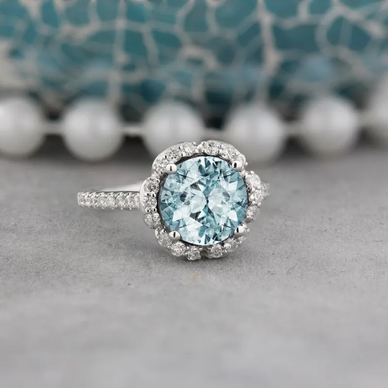 Auriya Vintage 1 7/8ct Fancy Aquamarine and Halo Diamond Engagement Ring 3/8ct Fancy 14k Gold sold by Zulily