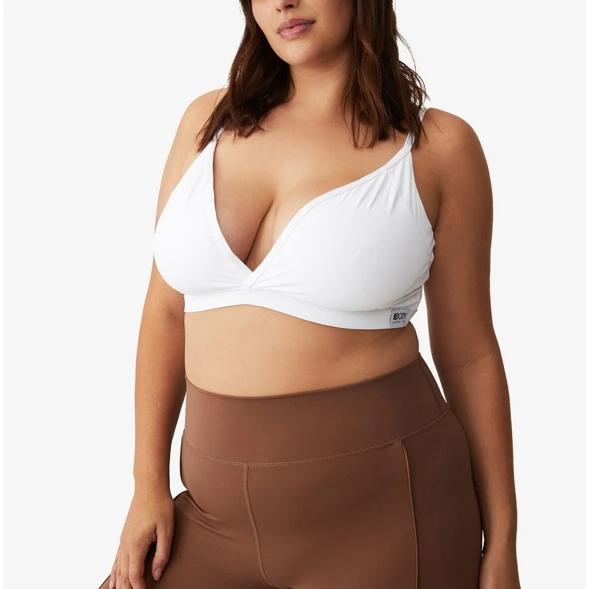 COTTON ON Women's Active Ultimate Active Plunge Crop Bra White sold by Zulily product image thumbnail 4