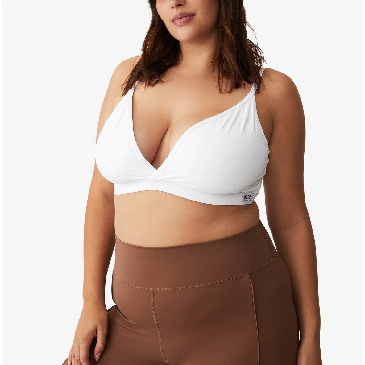 COTTON ON Women's Active Ultimate Active Plunge Crop Bra White sold by Zulily product image thumbnail 2