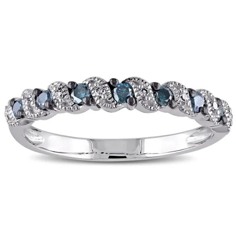 Miadora 10k White Gold 1/4ct TDW Blue and White Diamond Ring sold by Zulily