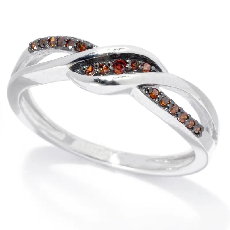Sterling Silver with 0.12 CTTW Genuine Red Diamond Crossover Ring sold by Zulily