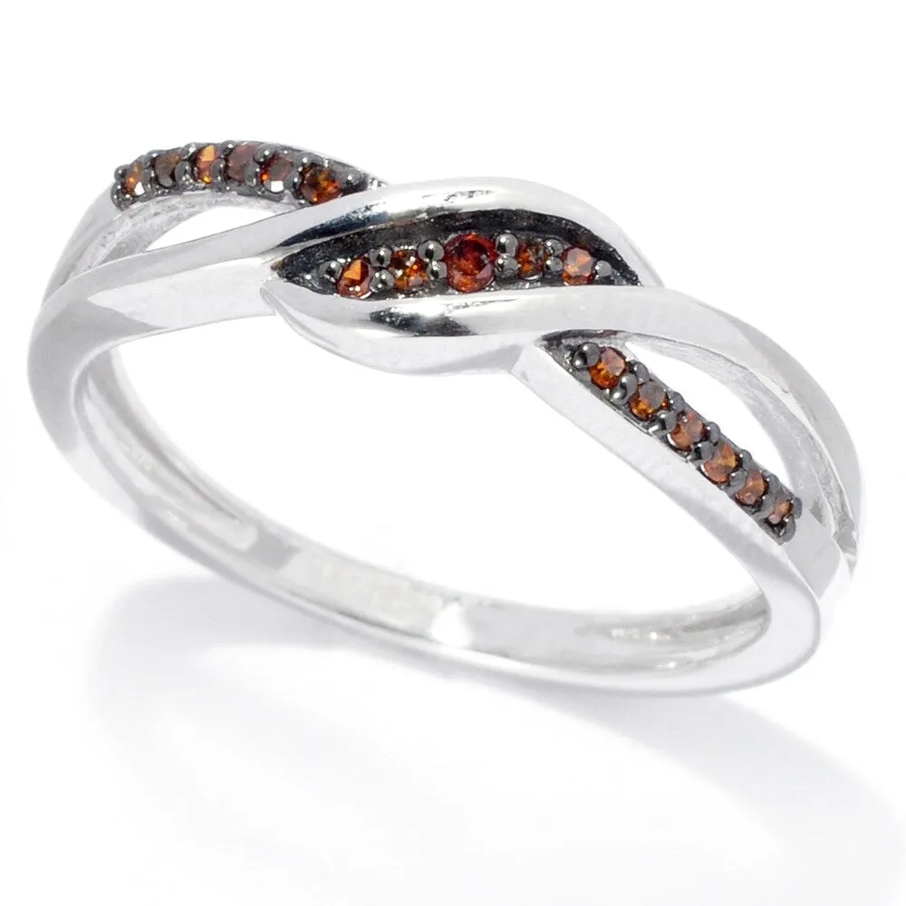Sterling Silver with 0.12 CTTW Genuine Red Diamond Crossover Ring sold by Zulily