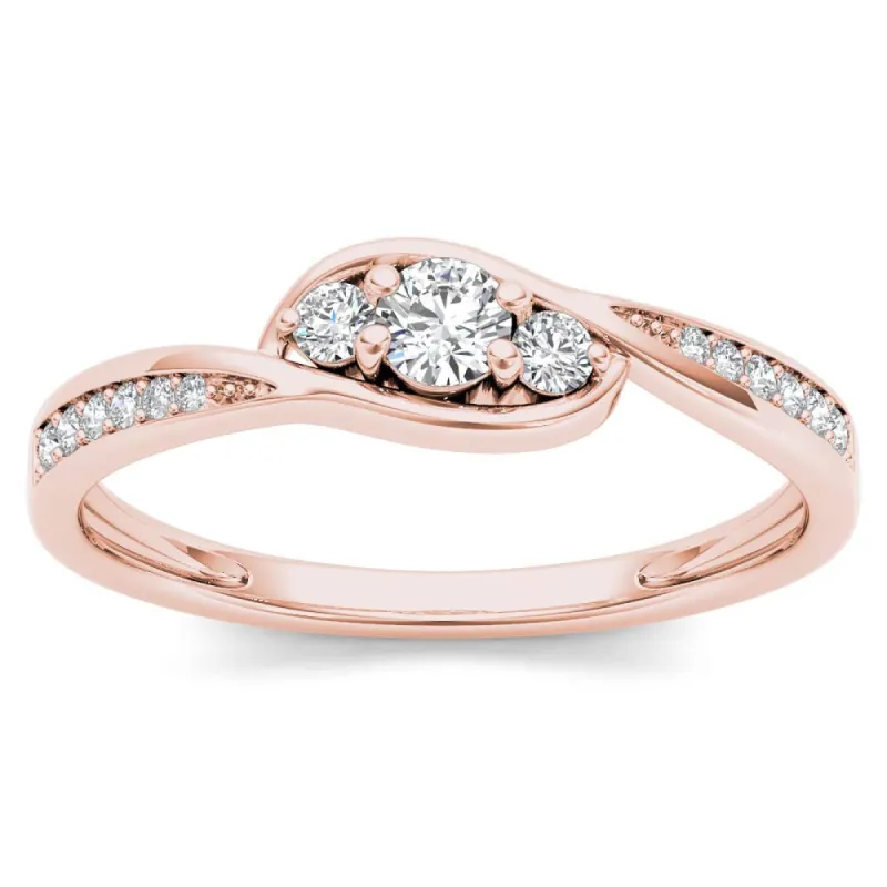 De Couer 10k Rose Gold 1/5ct TDW Diamond Bypass Cluster Engagement Ring - Pink sold by Zulily