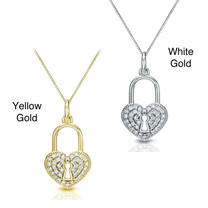 Auriya 14k Gold 2/5ct TDW Diamond Heart Lock Pendant Necklace sold by Zulily