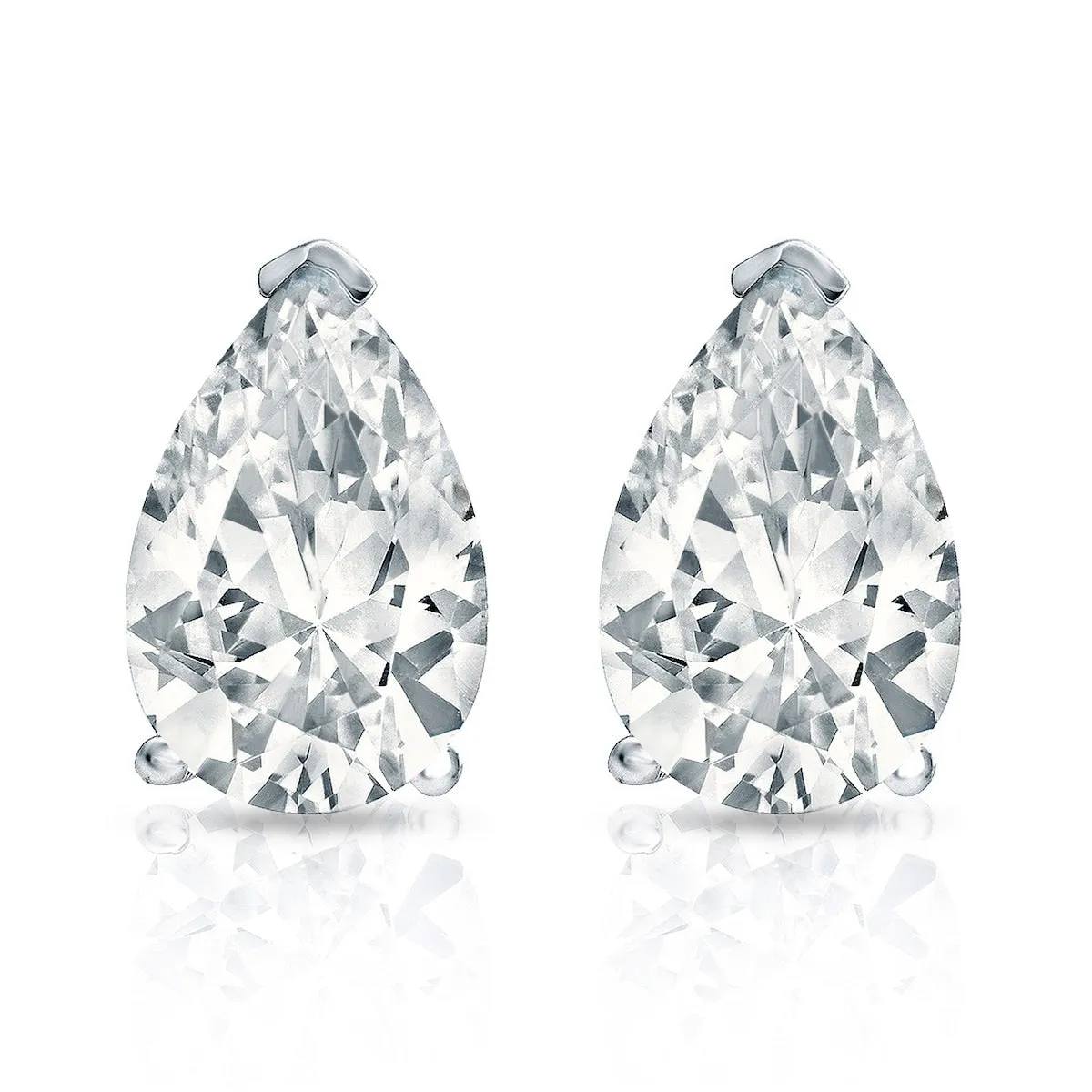 Auriya 18-karat Gold Lab Grown 2.00 carat TDW Pear Diamond Stud Earrings V-End Prong Push-back sold by Zulily product image thumbnail 2