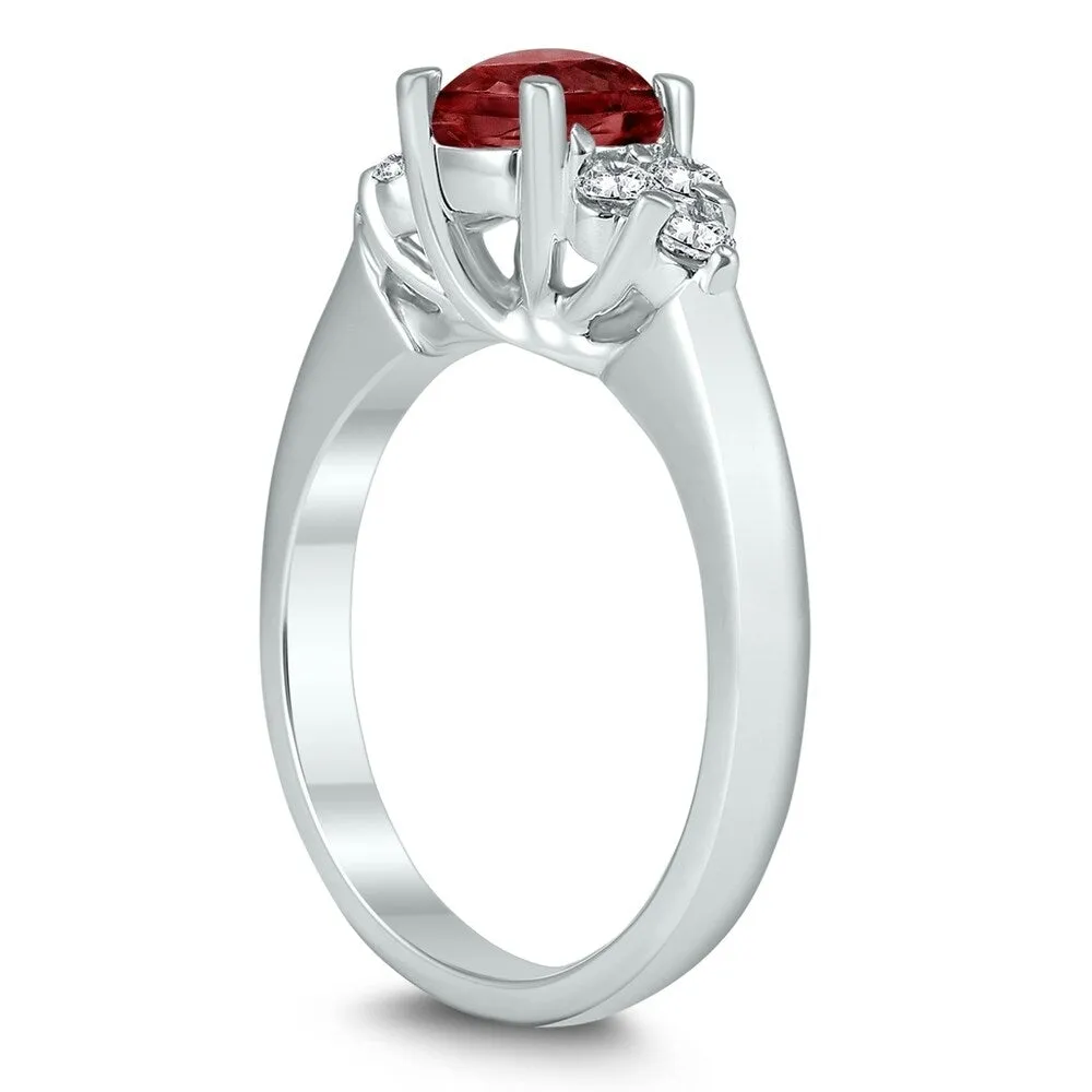 6MM Garnet and Diamond Cynthia Ring in 10K White Gold sold by Zulily product image thumbnail 2