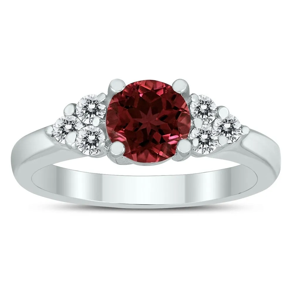 6MM Garnet and Diamond Cynthia Ring in 10K White Gold sold by Zulily