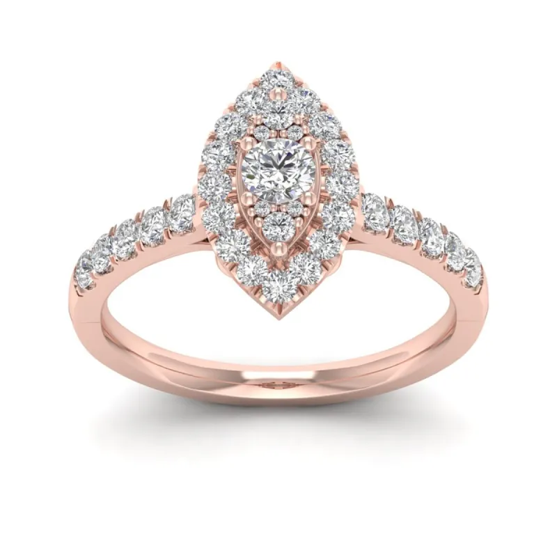 De Couer 5/8ct TDW Diamond Marquise Shape Halo Ring - Pink sold by Zulily