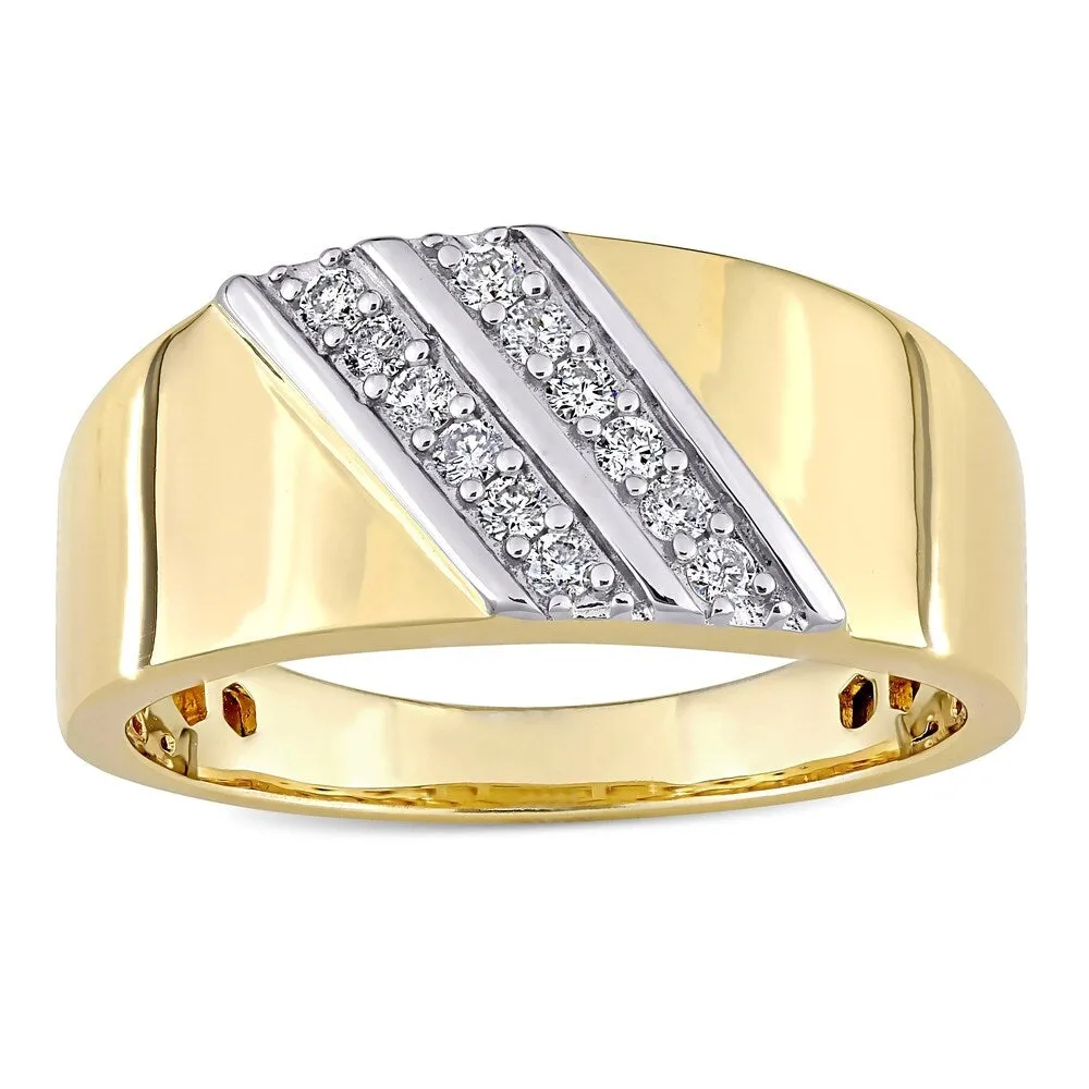 Miadora 2-tone Sterling Silver Men's 1/4ct TDW Diamond Crossover Double Row Band Ring sold by Zulily product image thumbnail 2