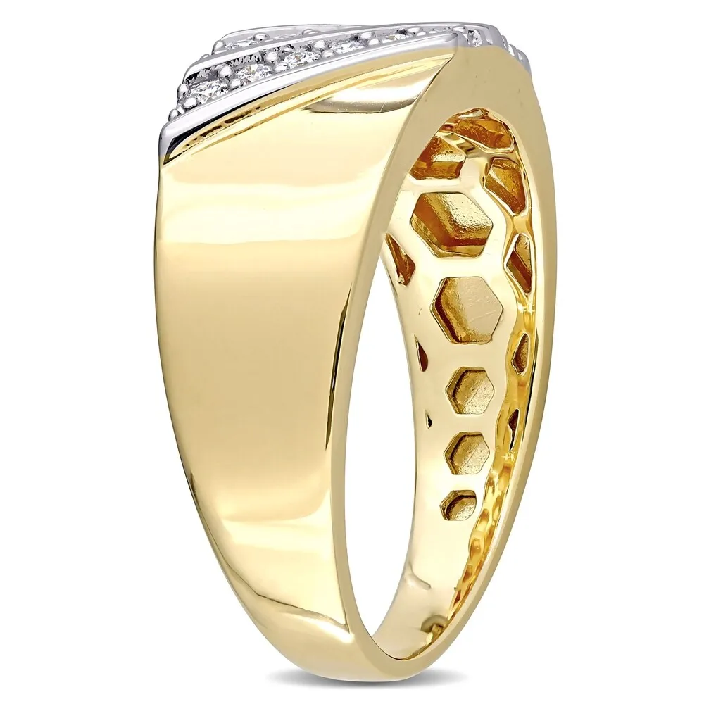 Miadora 2-tone Sterling Silver Men's 1/4ct TDW Diamond Crossover Double Row Band Ring sold by Zulily product image thumbnail 3