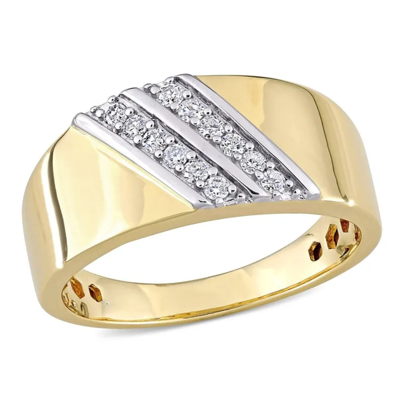 Miadora 2-tone Sterling Silver Men's 1/4ct TDW Diamond Crossover Double Row Band Ring sold by Zulily