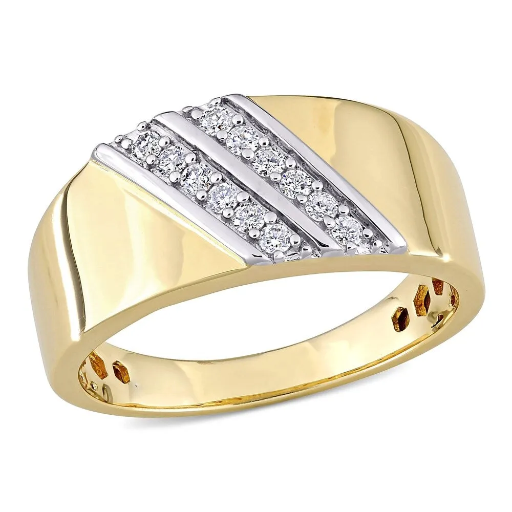Miadora 2-tone Sterling Silver Men's 1/4ct TDW Diamond Crossover Double Row Band Ring sold by Zulily