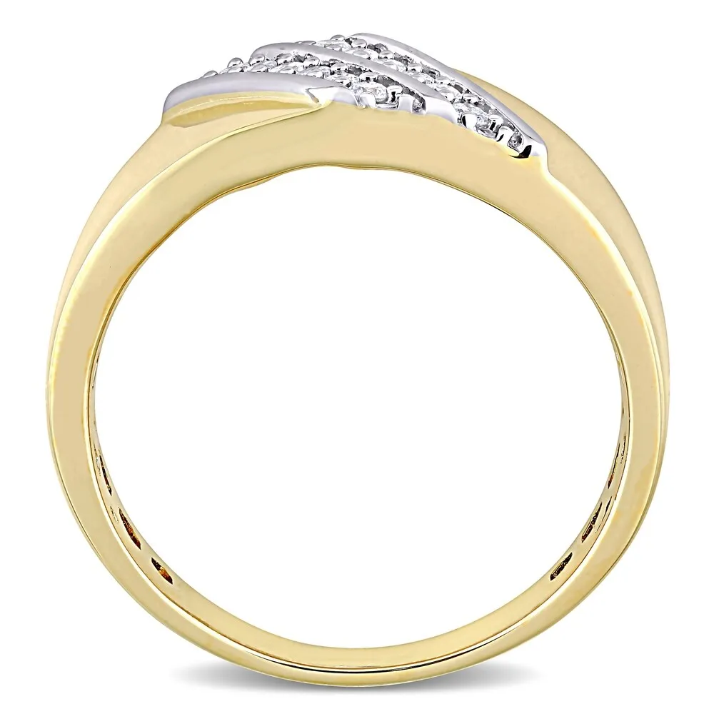 Miadora 2-tone Sterling Silver Men's 1/4ct TDW Diamond Crossover Double Row Band Ring sold by Zulily product image thumbnail 4