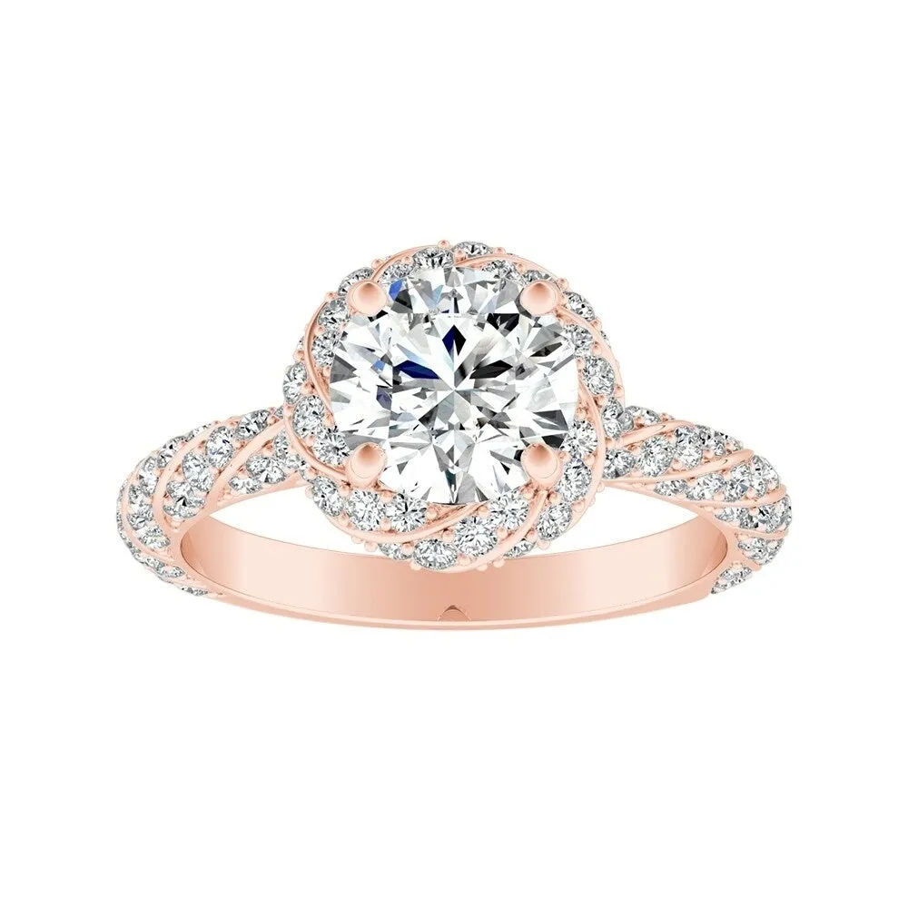 Auriya 14k Gold 4ct Round Moissanite and 5/8ctw Halo Diamond Engagement Ring sold by Zulily product image thumbnail 3