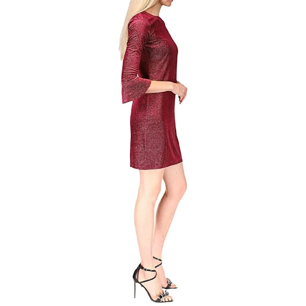 Michael Kors Women's Metallic Bell Sleeve Mini Dress Red sold by Zulily product image thumbnail 5