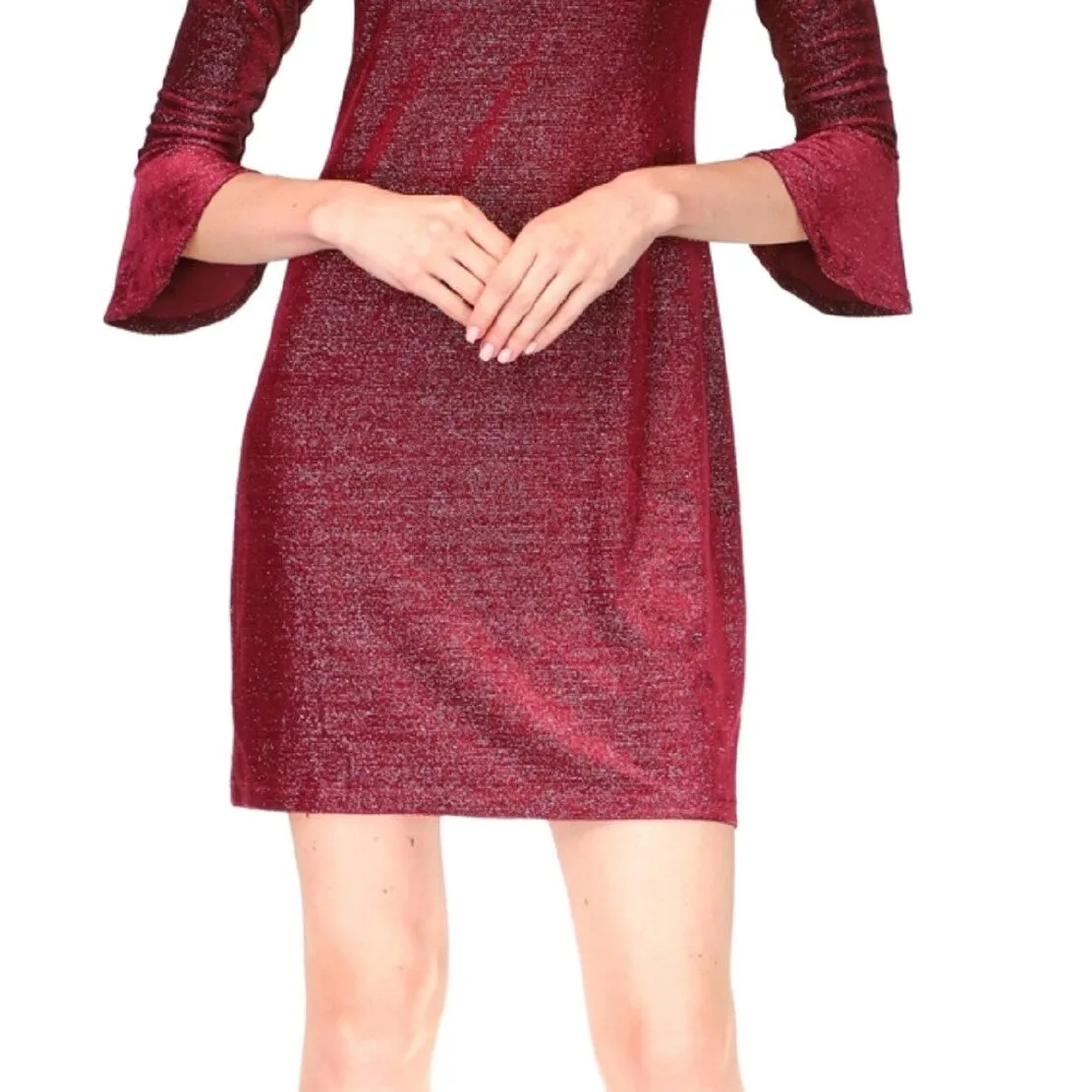 Michael Kors Women's Metallic Bell Sleeve Mini Dress Red sold by Zulily product image thumbnail 3