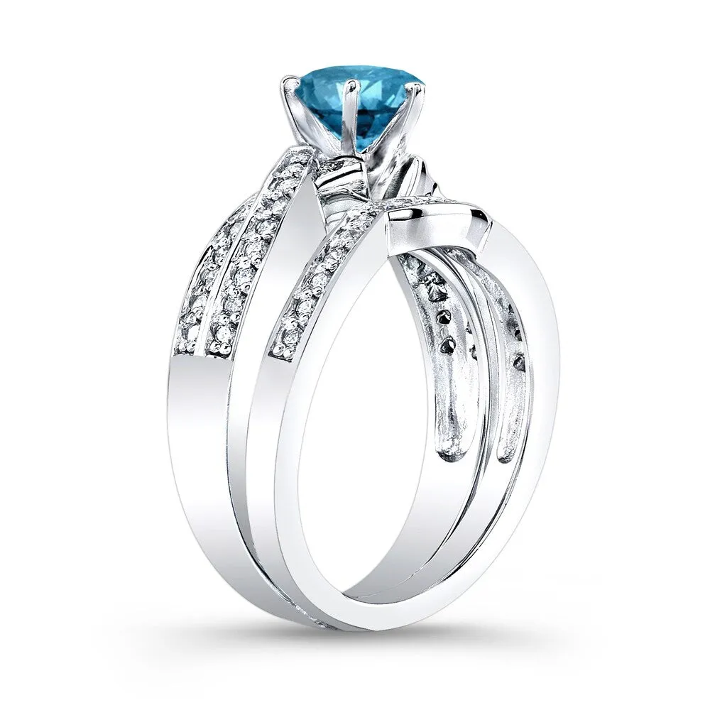 Auriya Platinum 3/4ctw Twisted Round Blue Diamond Engagement Ring Set sold by Zulily product image thumbnail 2