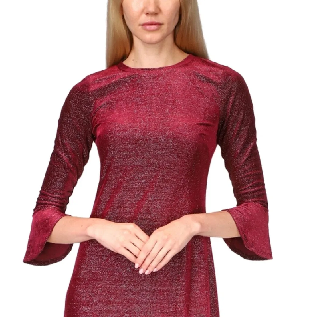 Michael Kors Women's Metallic Bell Sleeve Mini Dress Red sold by Zulily product image thumbnail 2