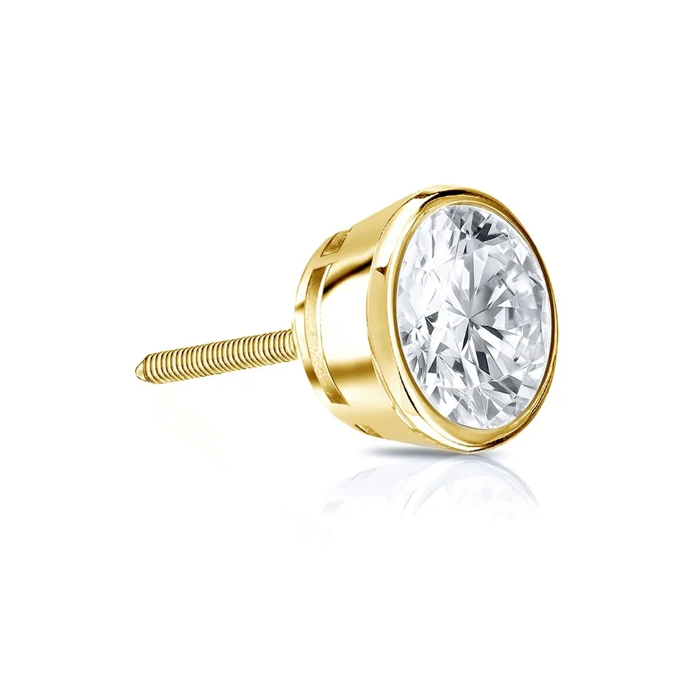 Auriya 14k Gold 1/3ct TDW Round Bezel-Set SINGLE STUD (1) Diamond Earring sold by Zulily product image thumbnail 2