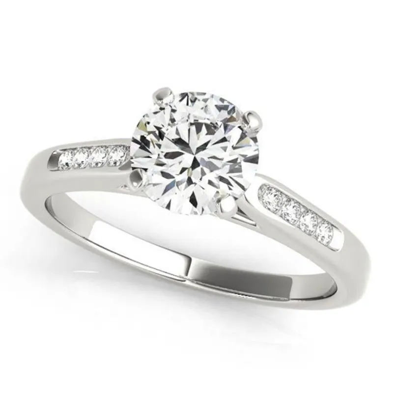 Auriya 14k Gold Classic 4ct Round Moissanite and Diamond Engagement Ring 1/10ctw sold by Zulily