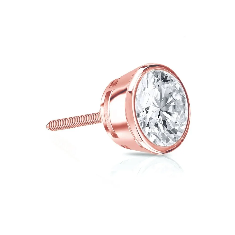Auriya 14k Gold 1/3ct TDW Round Bezel-Set SINGLE STUD (1) Diamond Earring sold by Zulily product image thumbnail 3
