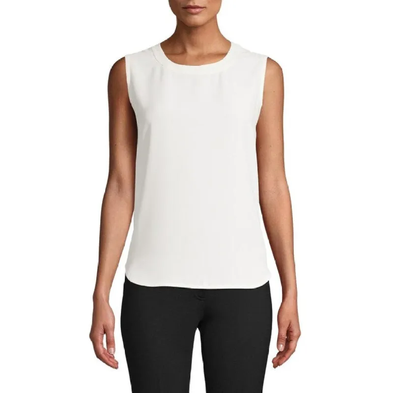 Anne Klein Women's Scoop Neck Sleeveless Blouse White Size XX-Large sold by Zulily