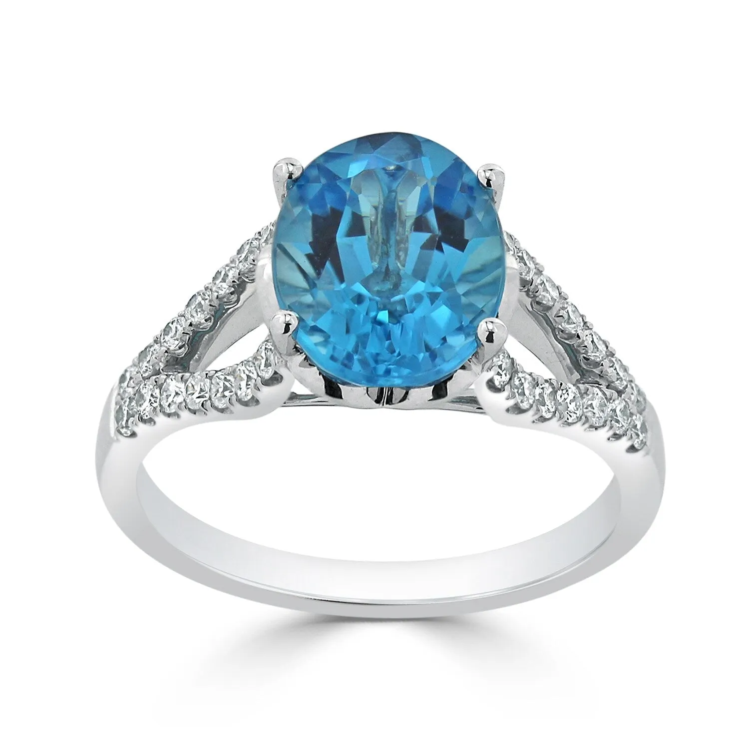 Auriya 3 1/3ct Fancy Oval Swiss Blue Topaz and Diamond Engagement Ring 1/3cttw 14k Gold sold by Zulily product image thumbnail 4
