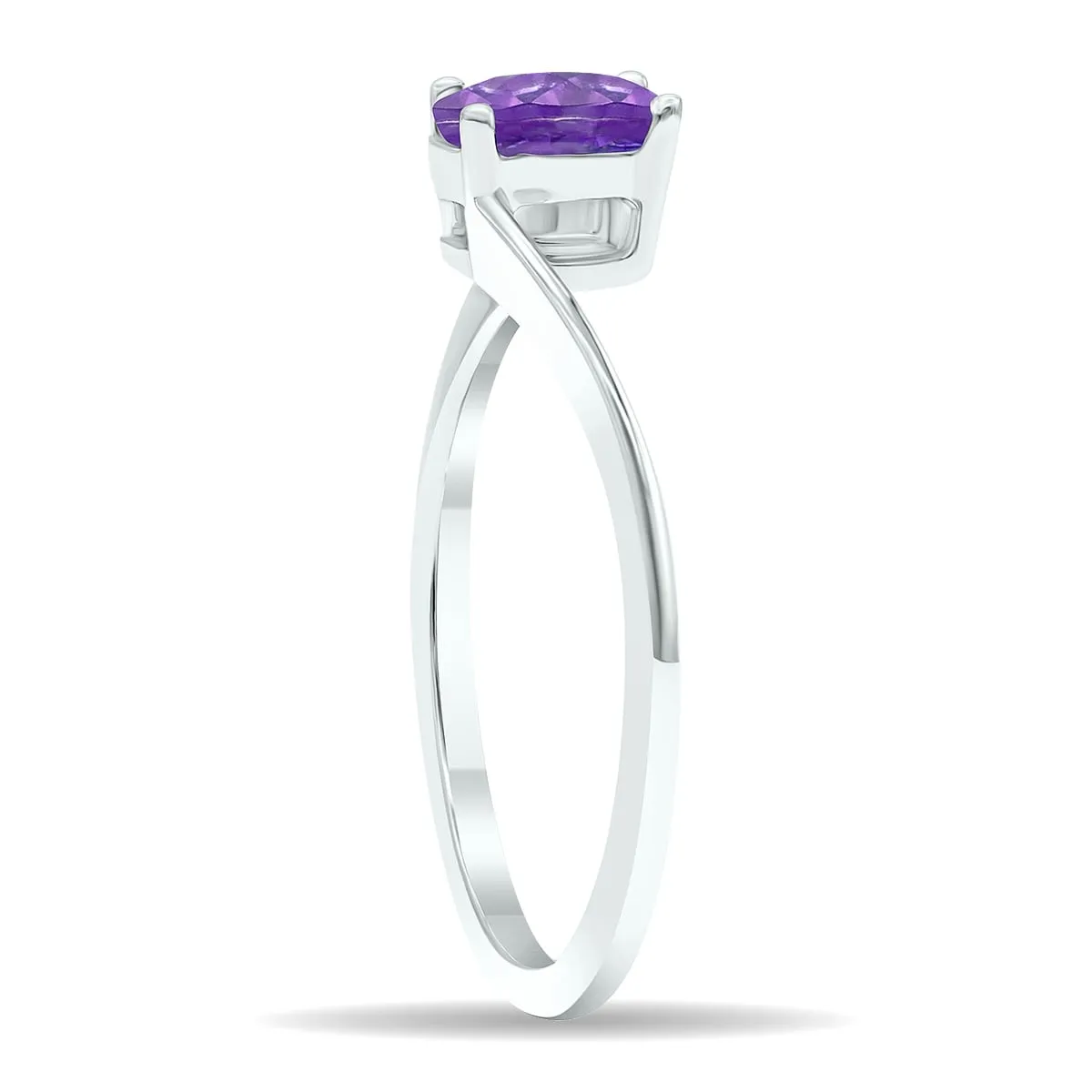 Women's Solitaire Amethyst Wave Ring in 10K White Gold sold by Zulily product image thumbnail 2