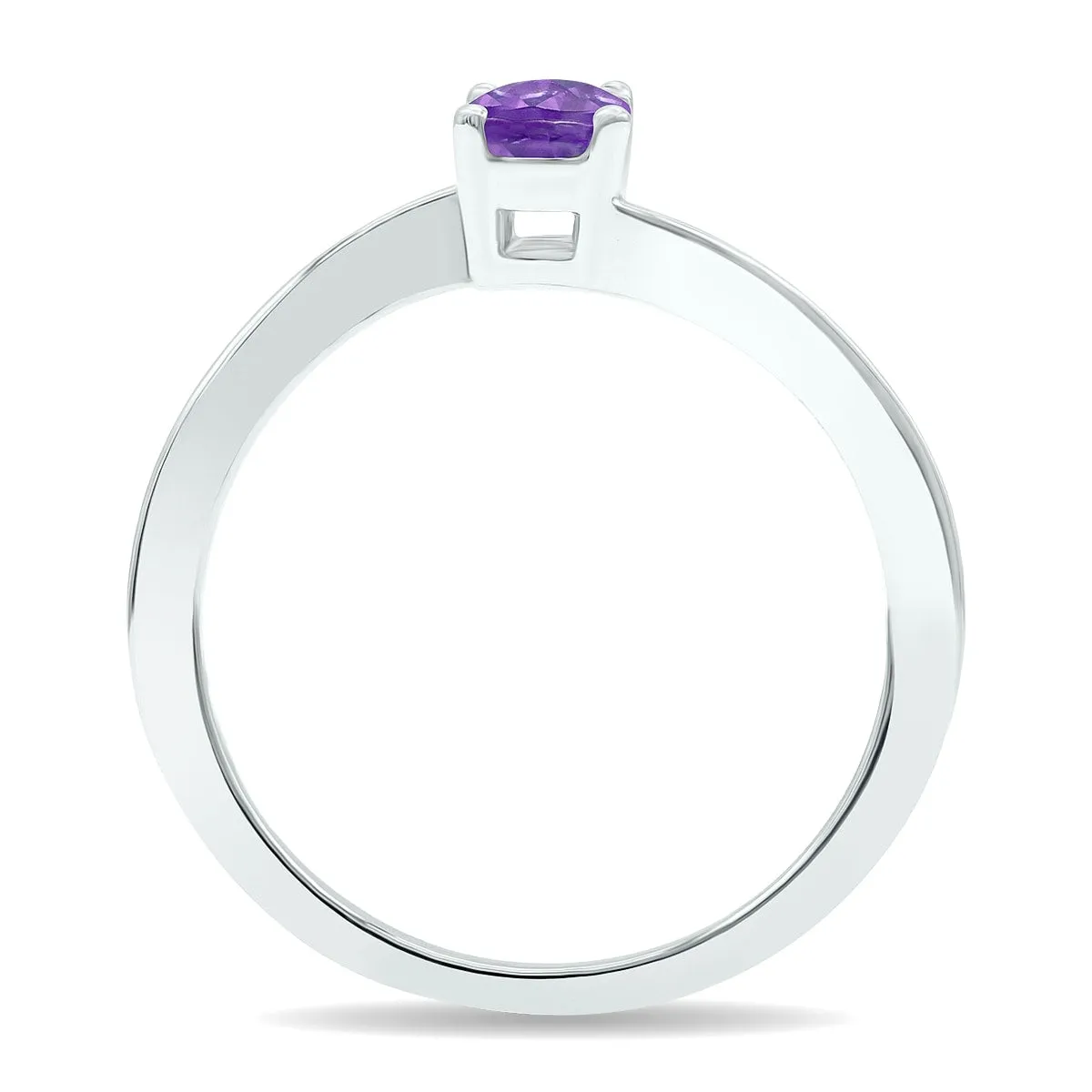 Women's Solitaire Amethyst Wave Ring in 10K White Gold sold by Zulily product image thumbnail 3
